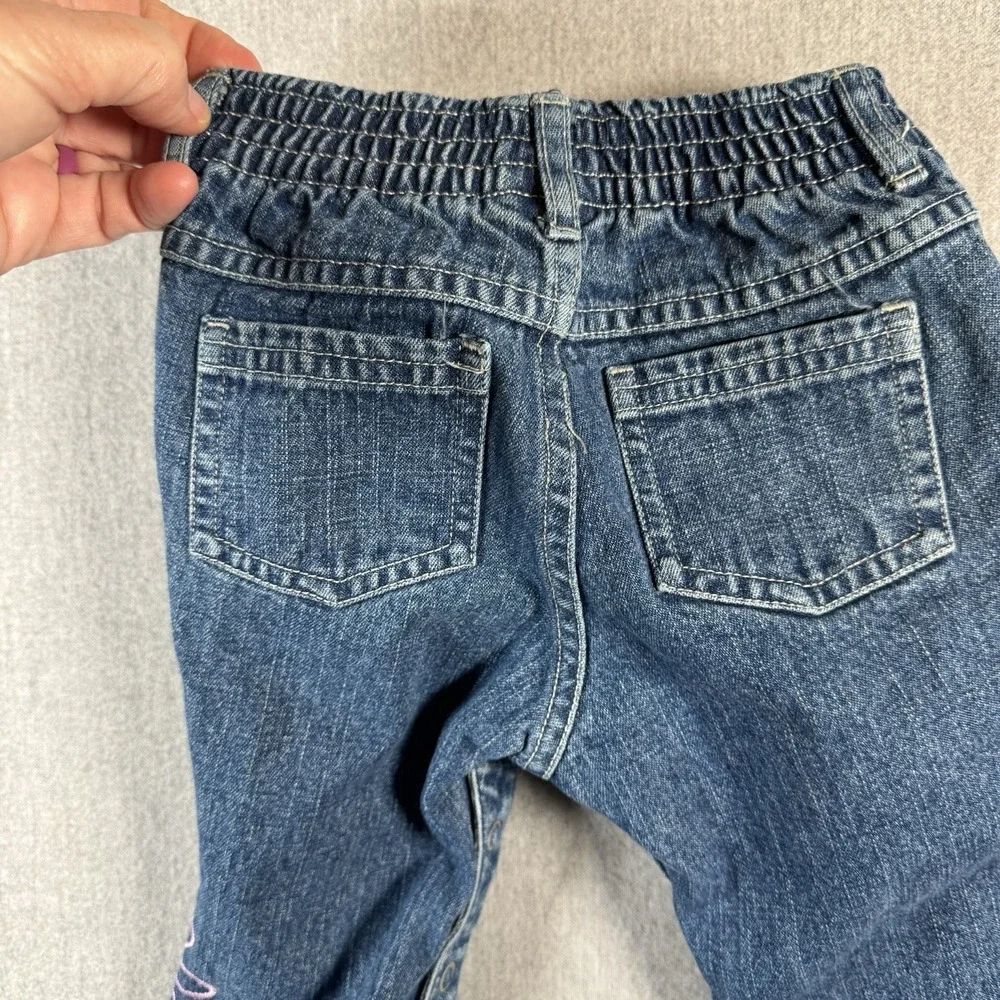 Carter's Baby Girl Jeans 6-9M Floral‎ Embroidered Denim Pants Snap Leg Blue.